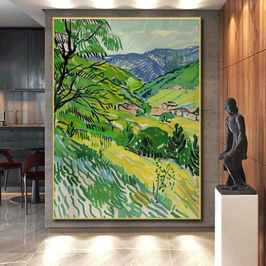 “Green Valley: Expressive Landscape Gouache” ，Landscape Gouache Painting CT0881