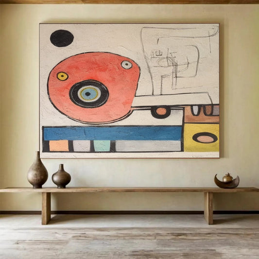 “Colorful, Abstract Machine ‘Whimsical Contraption’” - Abstract Mechanism Painting On Canvas DLZ004