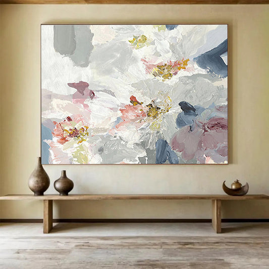 “Abstract Floral Blooms” Abstract Impasto Painting On Canvas DKH404