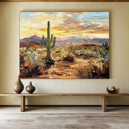 “Impasto Desert Sunset” - Vibrant Landscape Painting On Canvas DKH808