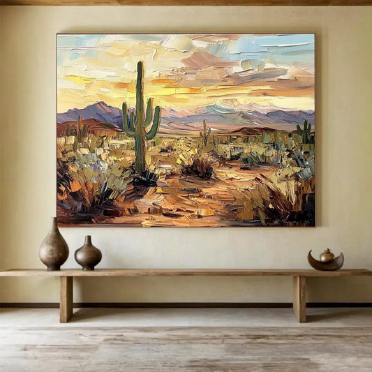 “Impasto Desert Sunset” - Vibrant Landscape Painting On Canvas DKH808