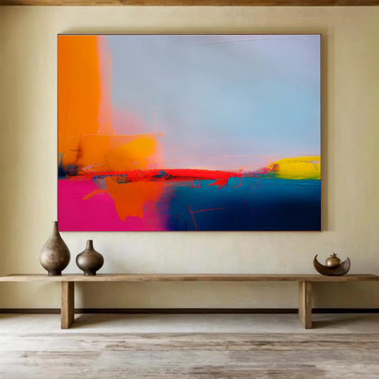 “Neon Color Contrasts” Abstract Acrylic Painting On Canvas DKH483