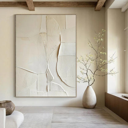 White Textured Abstract Composition - Abstract Painting On Canvas DKH1314