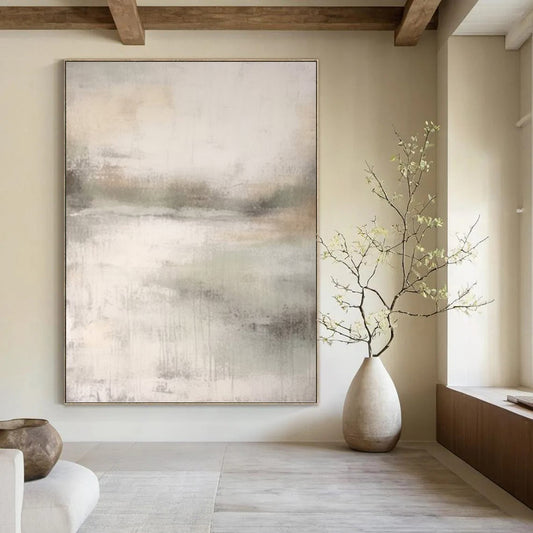“Soft Gray Abstract Vista” - Subtle Landscape - Inspired Painting On Canvas DKH1668