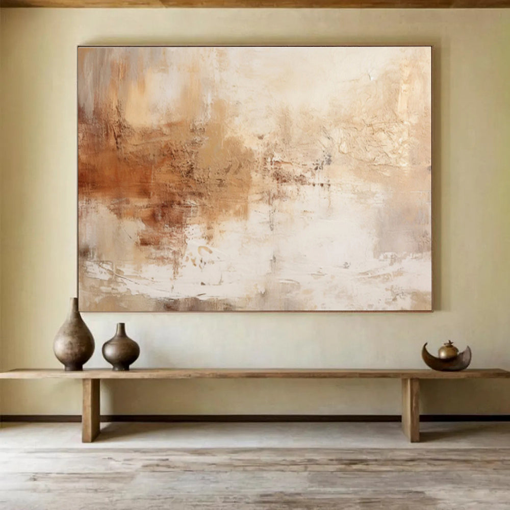 Textured Neutral Abstract Painting On Canvas DKH330