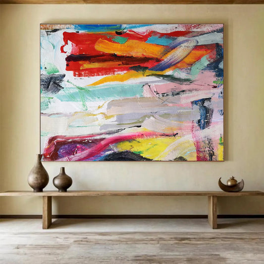 Bold Color Block Abstract Painting On Canvas DKH305