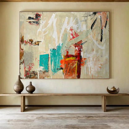 Neutral and Colorful Abstract - Abstract Painting On Canvas DLZ238