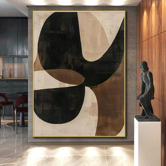 “Intertwined Black - Brown Curves” ，Abstract Organic Art CT0869