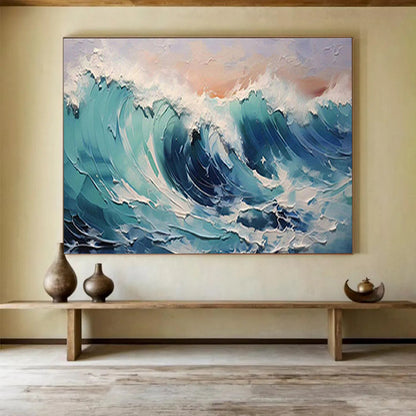 Impasto Ocean Waves at Sunset Painting On Canvas DKH679