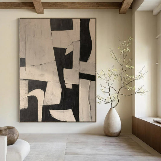 “Black - White Geometric Abstraction” – Abstract Geometric Art CT0977