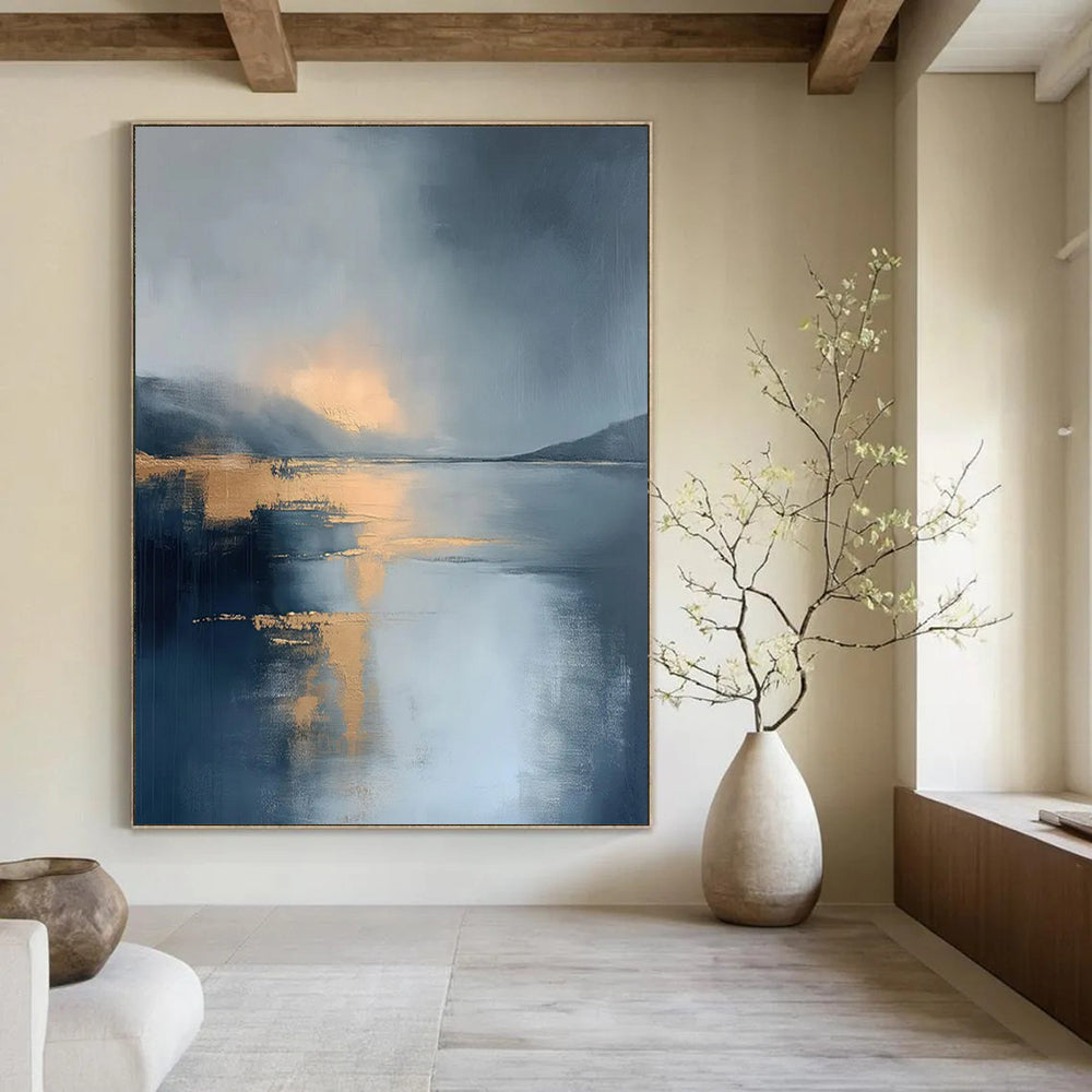 “Golden - Reflected Lake” ，Abstract Landscape Oil Painting CT0940