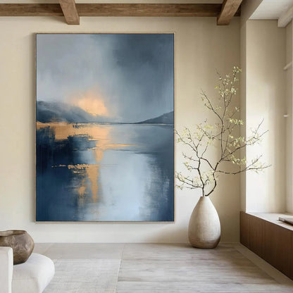 “Golden - Reflected Lake” ，Abstract Landscape Oil Painting CT0940