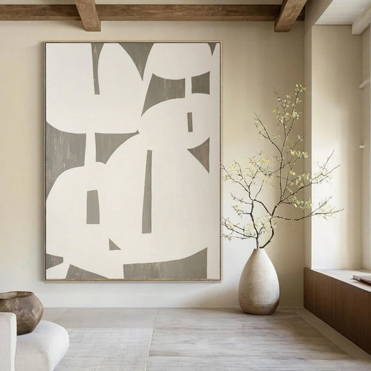 “White - Gray Geometric Cutouts” – Abstract Cutout Art CT0991