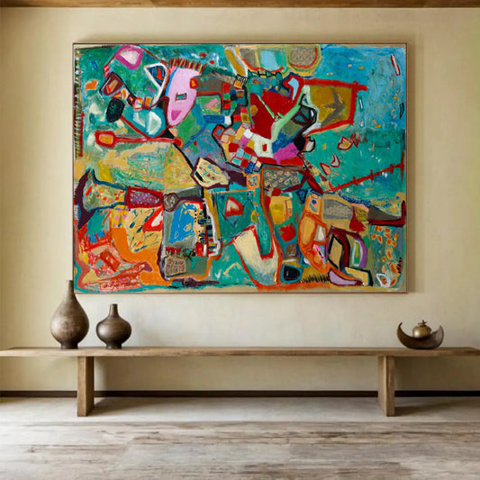 Colorful Abstract Shapes - Abstract Expressionist Painting On Canvas DLZ233