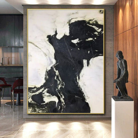 Black - White Fluid Shapes, “Ink Odyssey” - Abstract Ink Painting CT0733
