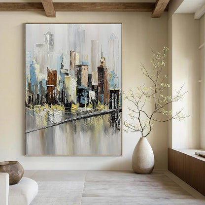Impressionistic Cityscape - Cityscape Painting On Canvas DKH1451