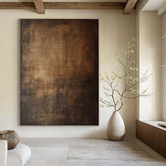 “Brown Textured Abstract” ，Abstract Textured Acrylic Painting CT0944