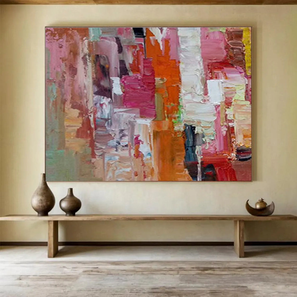 “Vibrant Color Blocks” Abstract Expressionist Painting On Canvas DKH375