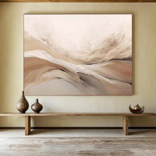 Neutral - Toned Fluid Abstract “Soft Flow of Neutrals” Painting On Canvas DKH092