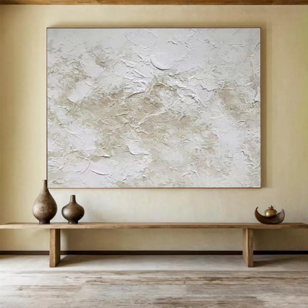 Textured Neutral Surface - Abstract Impasto Painting On Canvas DKH596