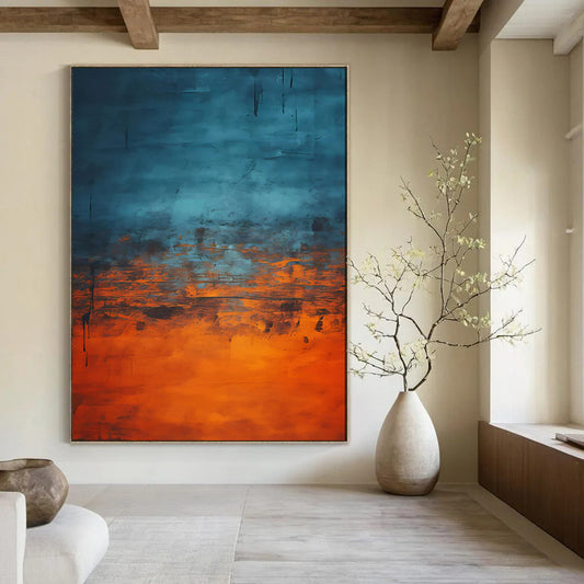 “Blue - Orange Gradient with Drips” - Abstract Expressionist Art CT1944