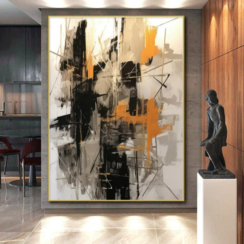 “Black - Gold - Gray Abstract Chaos” ，Abstract Acrylic Painting CT0821