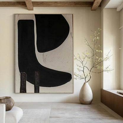 “Black and White Geometric Forms” – Abstract Geometric Painting CT1073