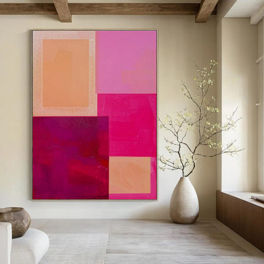 Pink, Purple & Orange Textured Rectangles - "Colorful Layers" - Abstract Textured Painting CT1480