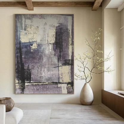 “Purple - Toned Abstract” ，Abstract Textured Acrylic Painting CT0948