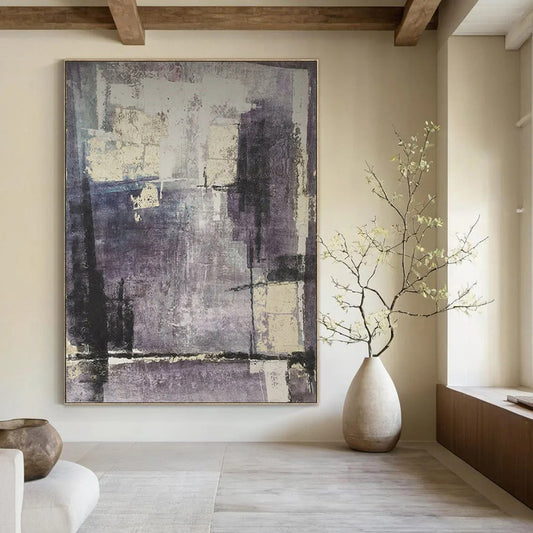 “Purple - Toned Abstract” ，Abstract Textured Acrylic Painting CT0948