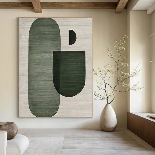 “Green Geometric Variation - Dynamic Shapes” Painting On Canvas DKH1132