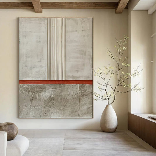 “Neutral Tonal Stripes” - Minimalist Textured Painting On Canvas DTP026