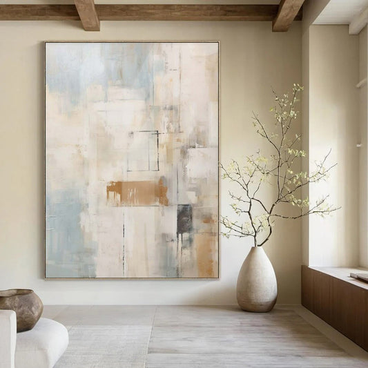 “Pastel Shapes and Thin Lines” – Abstract Minimalist Painting CT1058