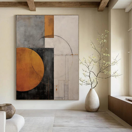 Geometric Shapes in Earth Tones - Abstract Composition Art CT1206