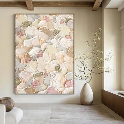 “Pastel - Toned Textured Floral Abstract” Painting On Canvas DKH0982