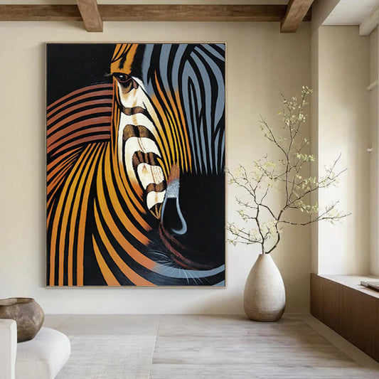 Abstract Zebra in Warm Tones - Wildlife Painting On Canvas DKH1447