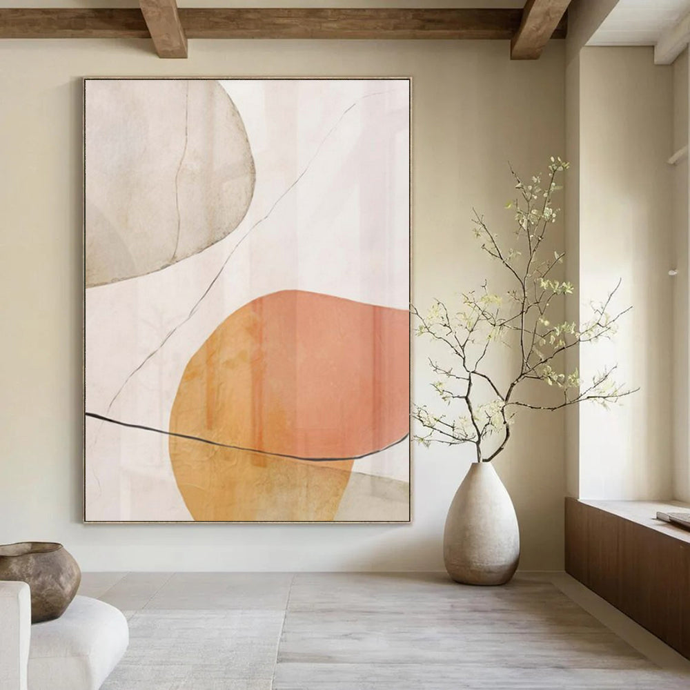 “Soft - Toned Geometric Forms with Thin Lines (Revisited)” – Abstract Geometric Painting CT1059