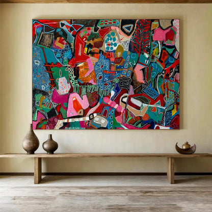 Vibrant Colorful Abstract - Abstract Expressionist Painting On Canvas DLZ242