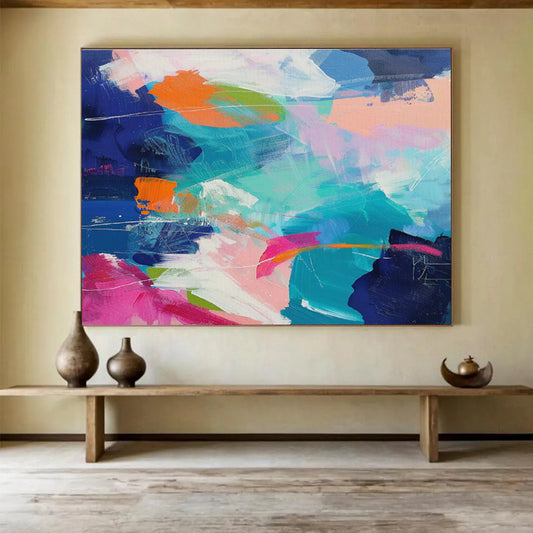 “Colorful Abstract Fusion” Abstract Acrylic Painting On Canvas DKH489