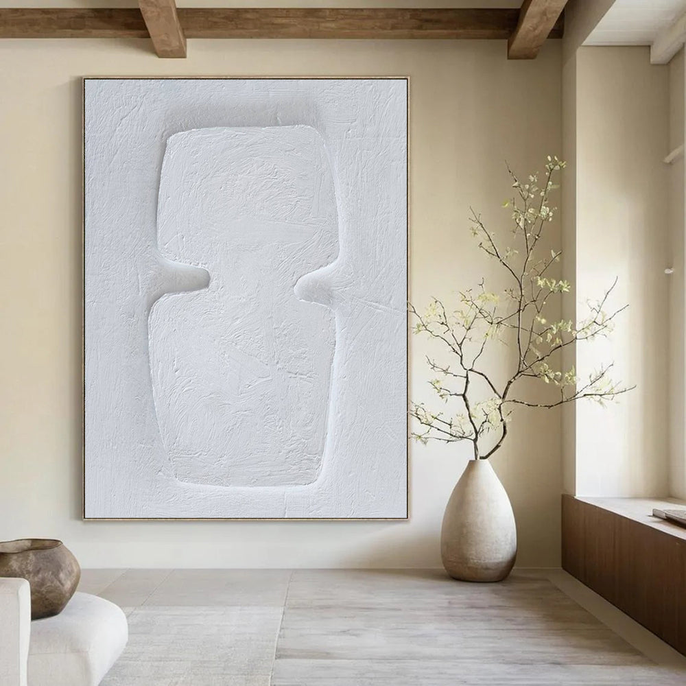 “Pure White Textured Form” – Abstract Plaster Art CT0994