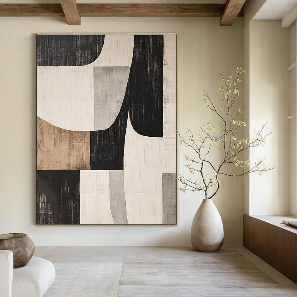 Neutral Geometric Shapes - Abstract Geometric Acrylic Painting CT1371