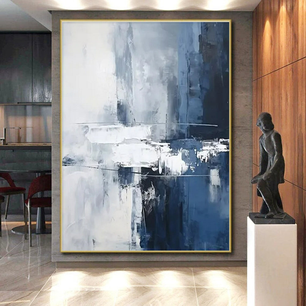 “Blue - Gray - White Abstract Structures” ，Abstract Oil Painting CT0851