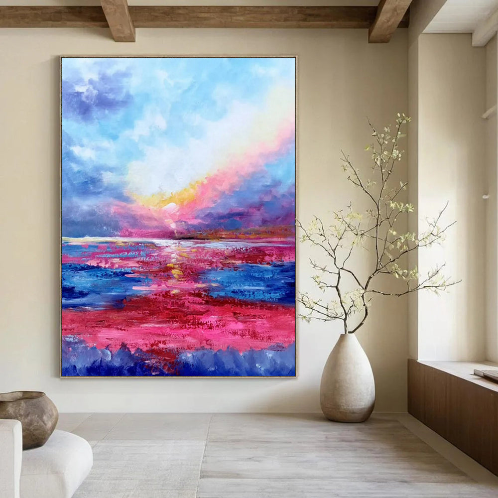 Vibrant Sunset Seascape - Impressionist Oil On Canvas CT1318