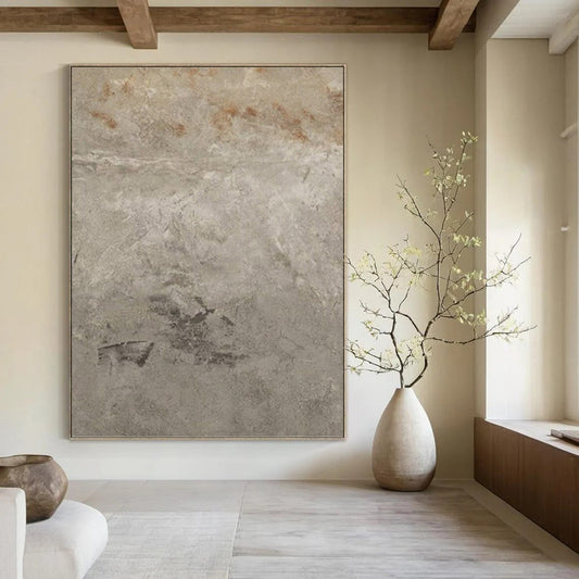 “Neutral Textured Background” - Gray & Brown Subtle Textured Painting On Canvas DKH0960