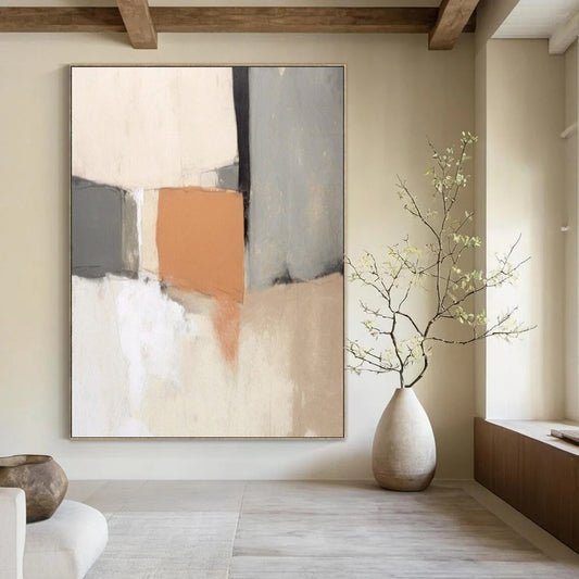 “Earth - Tone Geometric Collage” – Minimalist Abstract Art CT1040