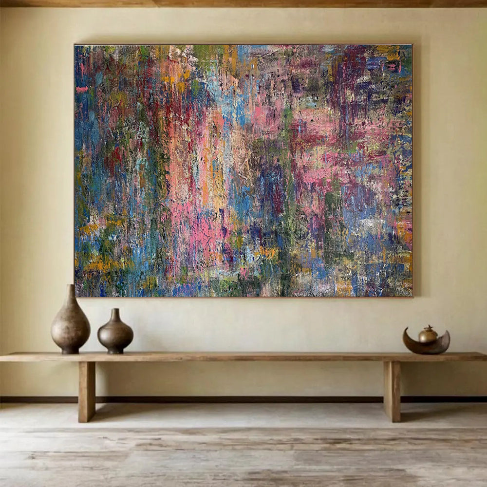 “Vibrant Chaos Abstract” - Multicolor, Textured Abstract Painting On Canvas DKH715