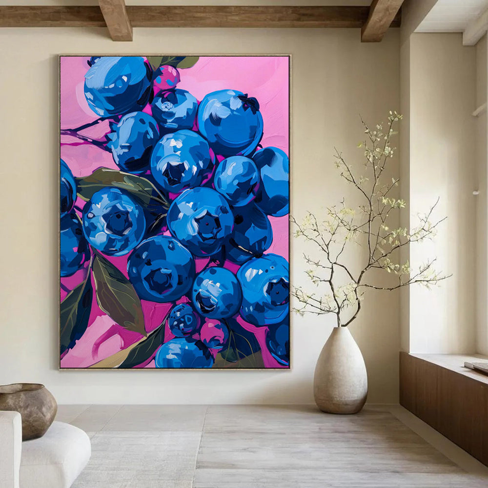 “Vibrant Blueberries on Pink” - Pop - Art Still Life CT2013