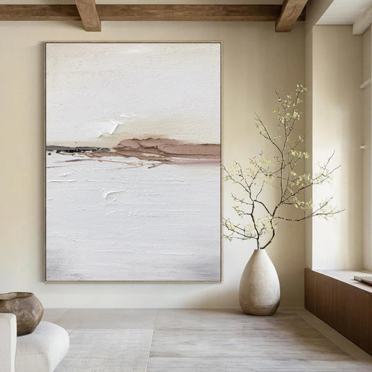 “Neutral Textured Horizon” - Minimalist Landscape - Inspired Painting On Canvas DKH1678