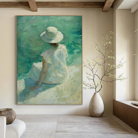 “Seaside Serenity” - Impressionist Figure Painting On Canvas DTP088
