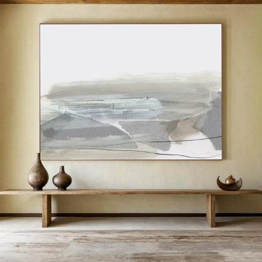 “Minimalist Gray Landscape” Abstract Watercolor - style Painting On Canvas DLZ130